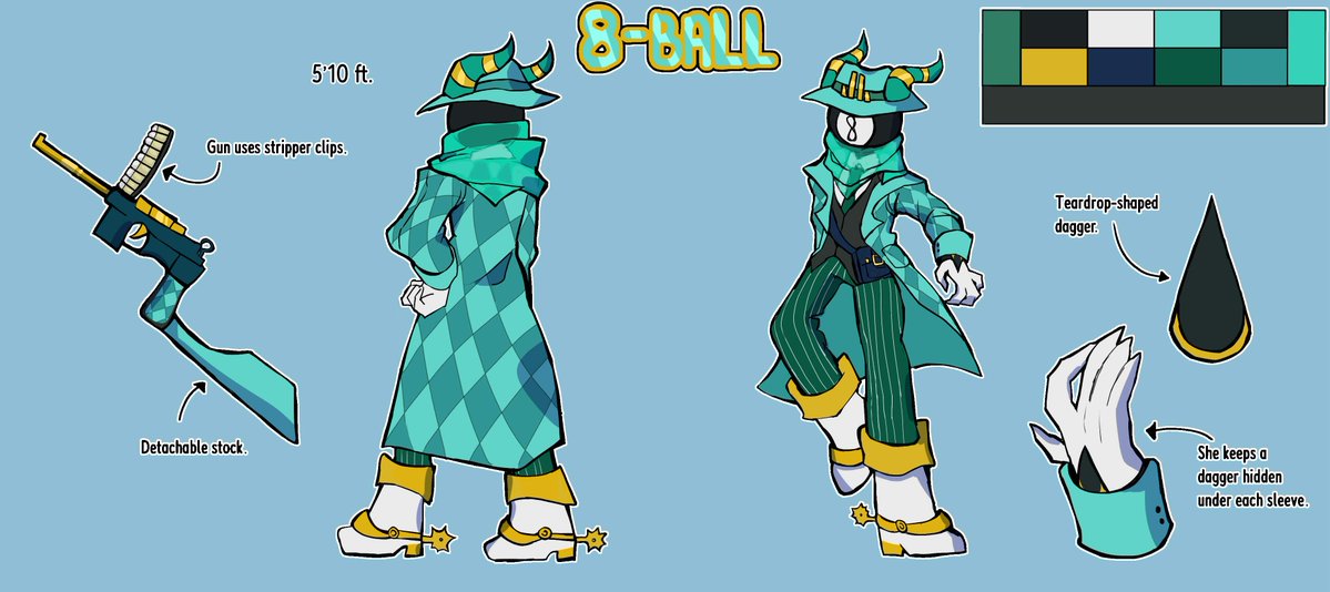 ScriptSpider's tweet photo. @Redconer Throwing Knives (AKA Viper), 8-Ball, and Iris (formerly Speed Potion).

(For Iris and 8-Ball, their gear fused with their body upon spawning, thus leaving them without a summon-able gear, but with it's effects permanently active. It's a bit non-canon, I know.)

*ART NOT BY ME!* https://t.co/4UiJhLV7Lu