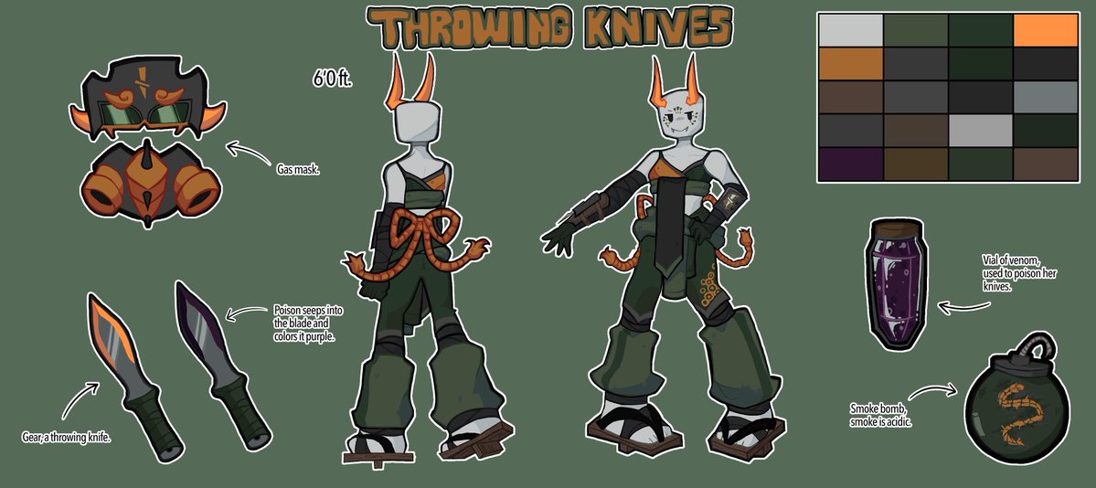 ScriptSpider's tweet photo. @Redconer Throwing Knives (AKA Viper), 8-Ball, and Iris (formerly Speed Potion).

(For Iris and 8-Ball, their gear fused with their body upon spawning, thus leaving them without a summon-able gear, but with it's effects permanently active. It's a bit non-canon, I know.)

*ART NOT BY ME!* https://t.co/4UiJhLV7Lu