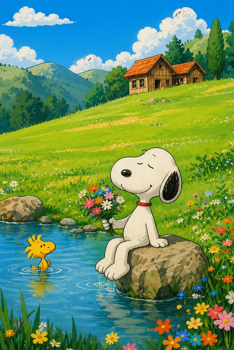 SnoopyWallpaper's tweet photo. A Bouquet by the Stream https://t.co/UXQrJ1yS2N
