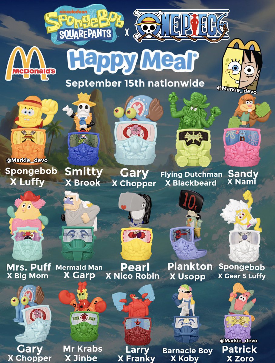 ElXtops's tweet photo. Por fin! 
Se revelaron todas las figuras disponibles en la colaboración de bob esponja y One piece https://t.co/cBA8NZrkNM
