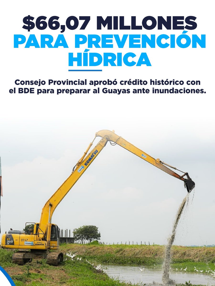 PrefGuayas's tweet photo. El prefecto Carlos Encalada lidera acciones firmes para preparar al Guayas ante las inundaciones. 

Con una inversión histórica, fortalecemos la prevención, protegemos nuestros cuerpos hídricos e impulsamos la productividad agrícola.

#PrefecturaDelGuayas https://t.co/Hlr2xrnelH