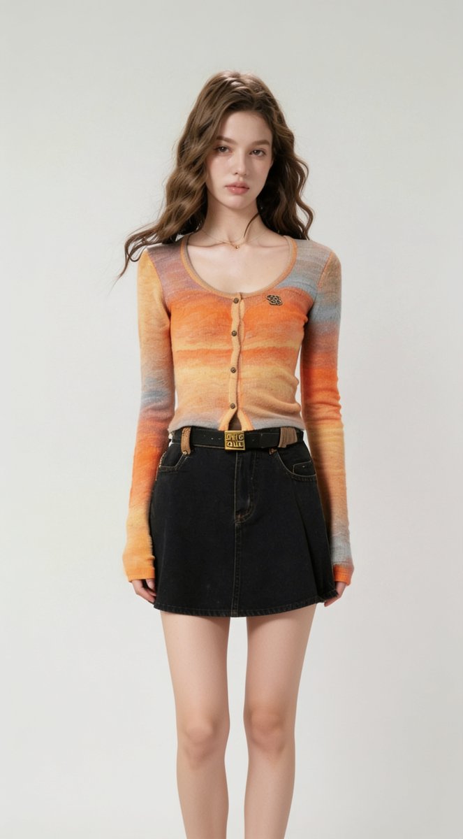 lookdotstyle's tweet photo. A Gradient Cardigan That Steals the Show

This look features a vibrant long-sleeve cardigan with a stunning gradient, perfectly paired with a flared black denim skirt.

#StyleReview #Cardigan

https://t.co/hGjXWDiE0P https://t.co/9Be1SH5j8q