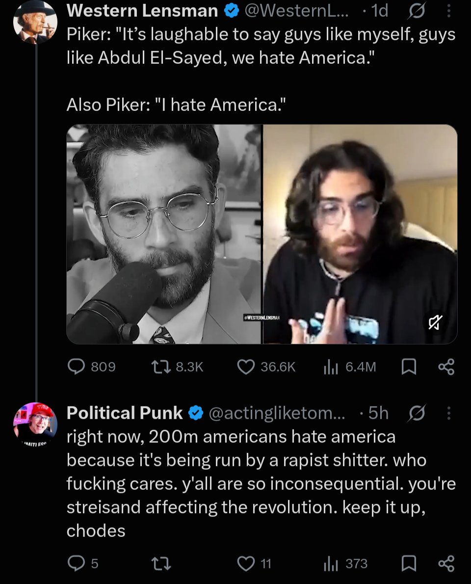 shesrightshow's tweet photo. This guy wants @magi_jay to be domestically abused; calls women he doesn't like "fucking idiot" and "fucking hag", and today in BACK TO BACK posts denied Hasan Piker hates America to one person, and then right after switched to "he does and that's good actually". https://t.co/BQCLISuGwD