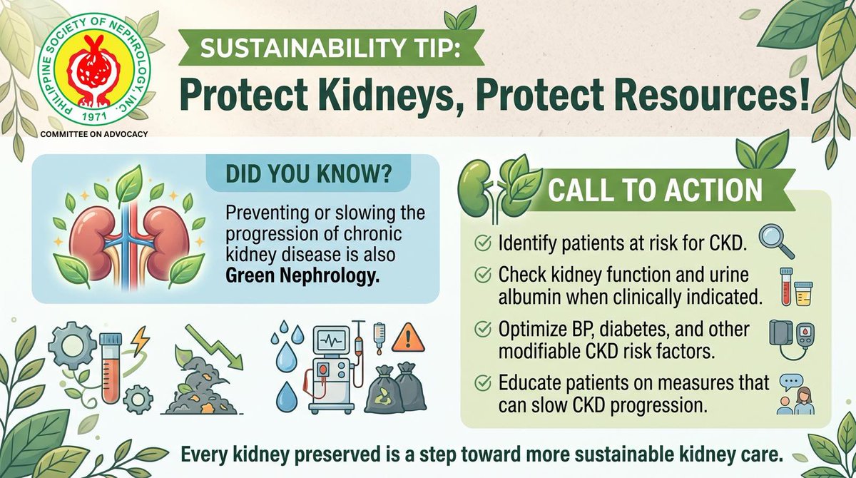 MariaIs61239044's tweet photo. 🌿Choose Green Tuesday 💚

Protect Kidneys, Protect  Resources. Preventing Chronic Kidney Disease progression is also Green Nephrology --- better for our patients and for our planet. 

#ChooseGreenTuesday #GreenNephrology https://t.co/PG27Dne7LQ
