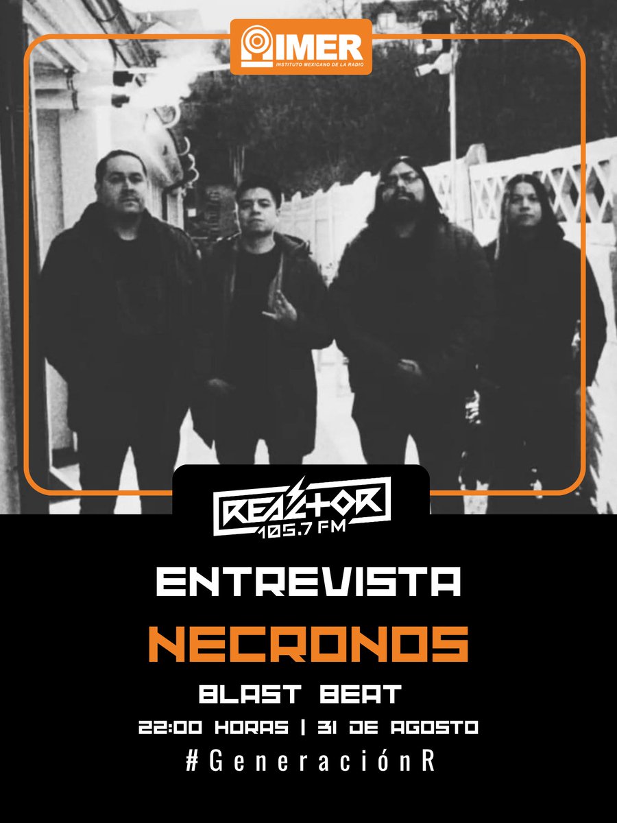 Reactor105's tweet photo. Hoy en punto de las 22:00 horas estará #Necronos en #Blatbeat. No te lo pierdas.
#GeneraciónR https://t.co/WKtsoGLKEj