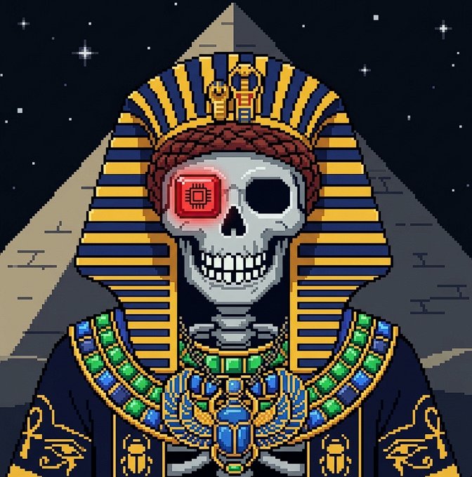 Pharaohbroker's tweet photo. This Pharaoh was crafted as a tribute to @crypto_czar_eth 

Real one who's been putting in work for this space, no cap.  

To everyone building, supporting, and believing in NFTs when it wasn't easy this one's for you too.  

Welcome to the arena, Legend. 📷

Also a Sneak peek of one of the few Legendary 1/1s👀