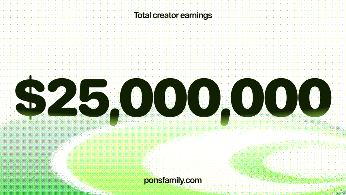 ponsdotfamily's tweet photo. Token creators have now earned over $25M from trading fees on Pons

Fees can be paid in stock tokens, ETH, or USDG https://t.co/aXUhKmaKNT