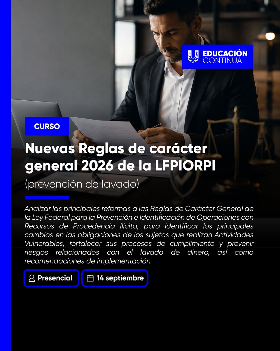 UMaristaMerida's tweet photo. ¡Llegó la 2° edición del Curso: Nuevas Reglas de carácter general 2026 de la LFPIORPI! 📚🙌

Más información aquí 🔗 https://t.co/BOQoEQTnrV

#EducacionContinua https://t.co/Jabm46Ey6P