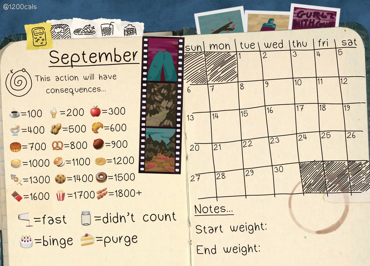 1200cals's tweet photo. I spent genuinely way too long on this .
A life is strange themed calorie calendar for September
#edrtwt https://t.co/phm6hBAsMA