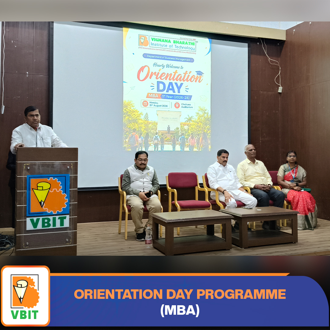 VBITHYD's tweet photo. The Department of Business Management, VBIT warmly welcomed the MBA I Year (2026–28) students at the Orientation Programme held on 31st August 2026.
#VBITHyderabad #MBA #MBA2026 #OrientationProgramme #MBAOrientation #BusinessManagement #NewBeginnings #StudentLife #CampusLife https://t.co/tDpbJ7frgC
