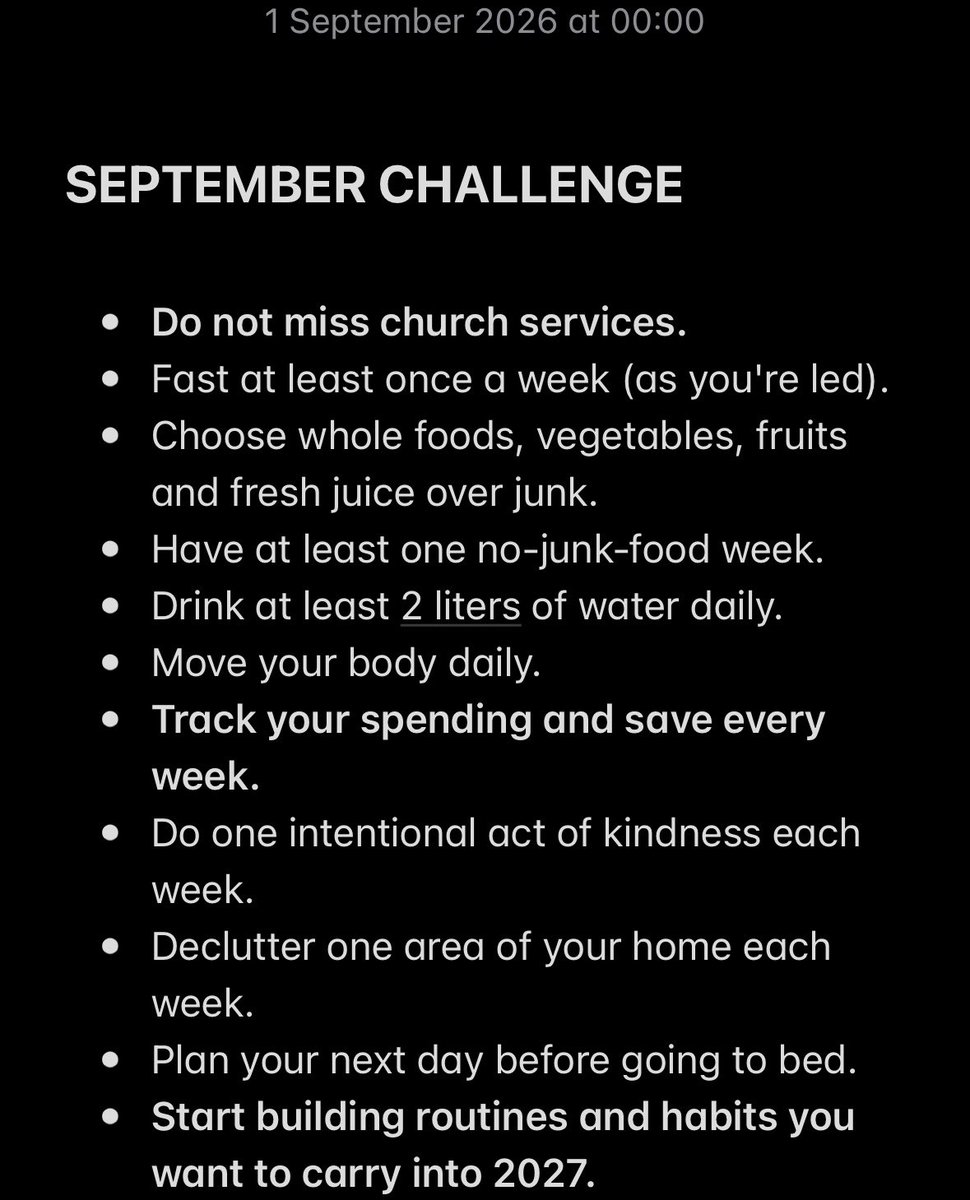nyashaechitoro's tweet photo. New month, new intentionality. 🍂✨

Stepping into September with a blueprint to reset, build better habits, and prep for the final stretch of the year. Who's joining this challenge? Let’s get it! 👇🏽 https://t.co/8wmH9JpZGO