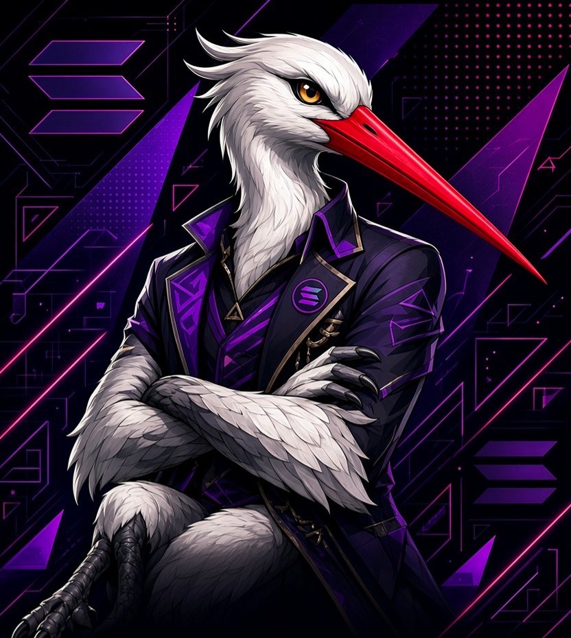 SolStorkz's tweet photo. **Gm 🐦**

First 100 to say it back...  
Who wants this Legendary Sui Storkz NFT?

#solana #nft #Web3‌‌ https://t.co/iZQBesmXPr