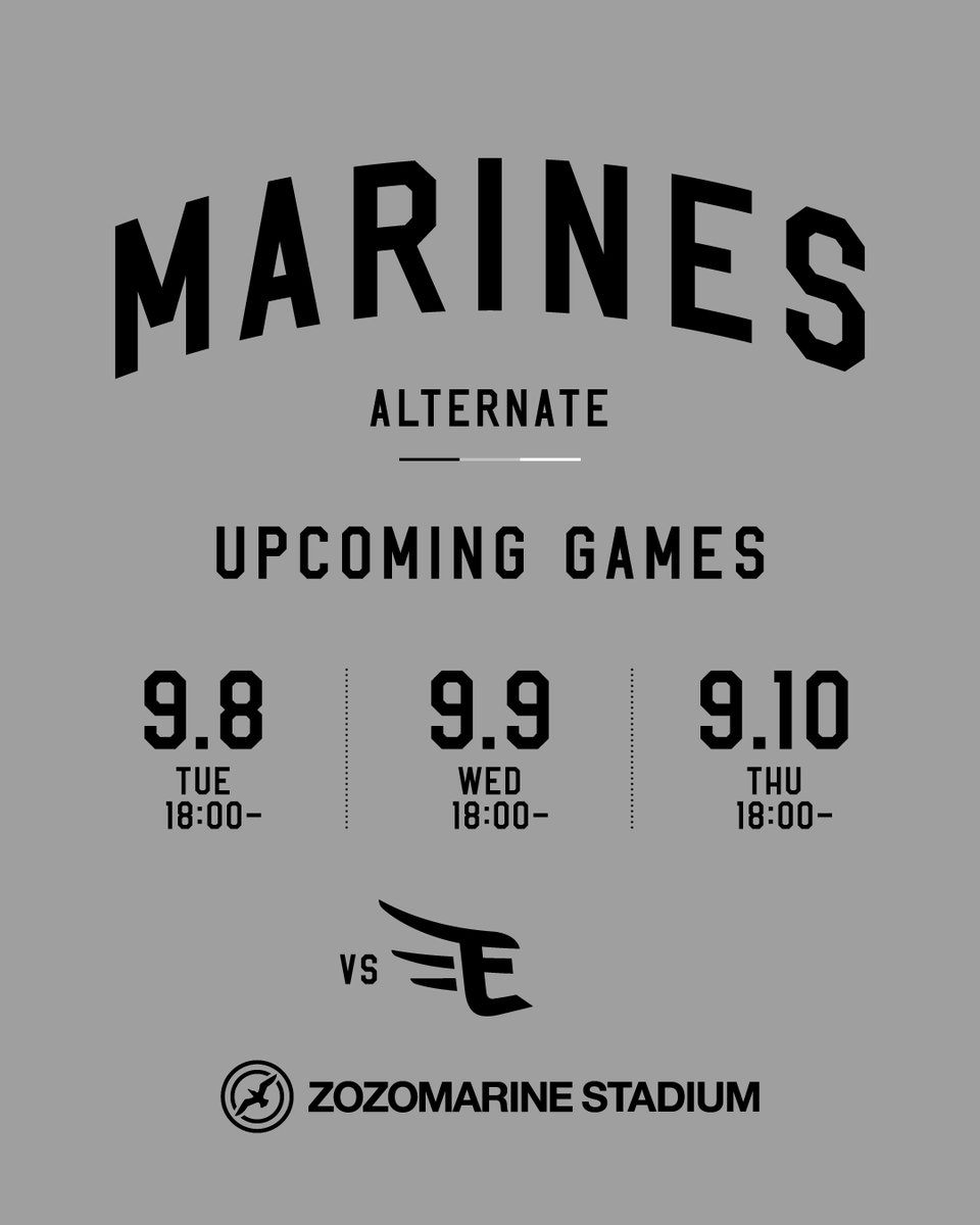 chibalotte's tweet photo. UPCOMING GAMES
9.8 Tue - 9.10 Thu
ALTERNATE UNIFORM

▼https://t.co/rRdVSKQz6F
#chibalotte https://t.co/hOfxxQPOn1