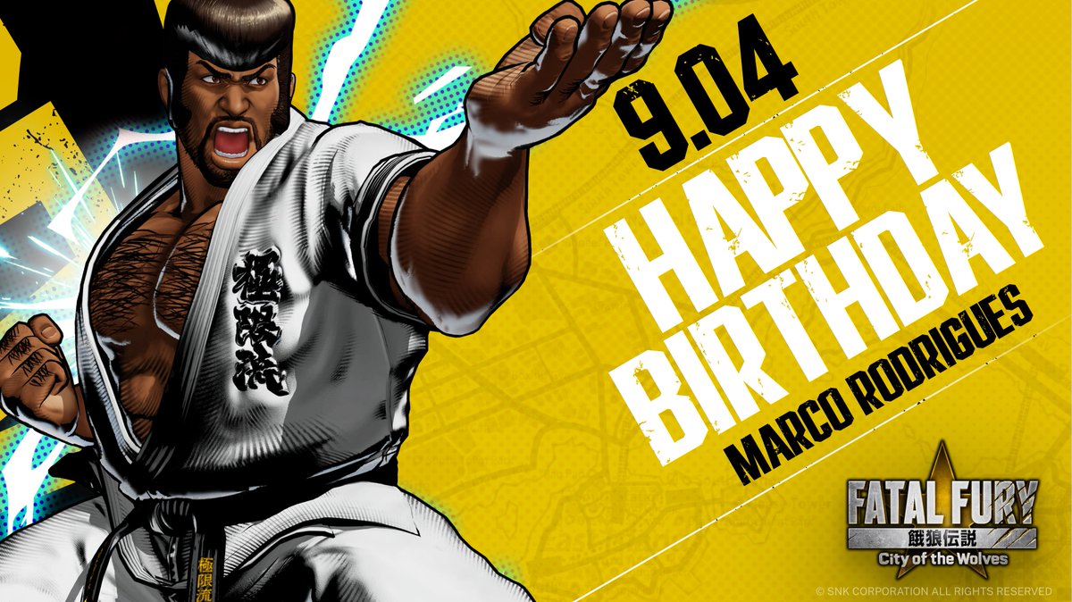 GAROU_PR's tweet photo. ＼Happy Birthday🎉／

本日は、マルコ・ロドリゲスの誕生日です！🎂
おめでとうございます！

#餓狼伝説 #CotW https://t.co/OTyZnZmGaB