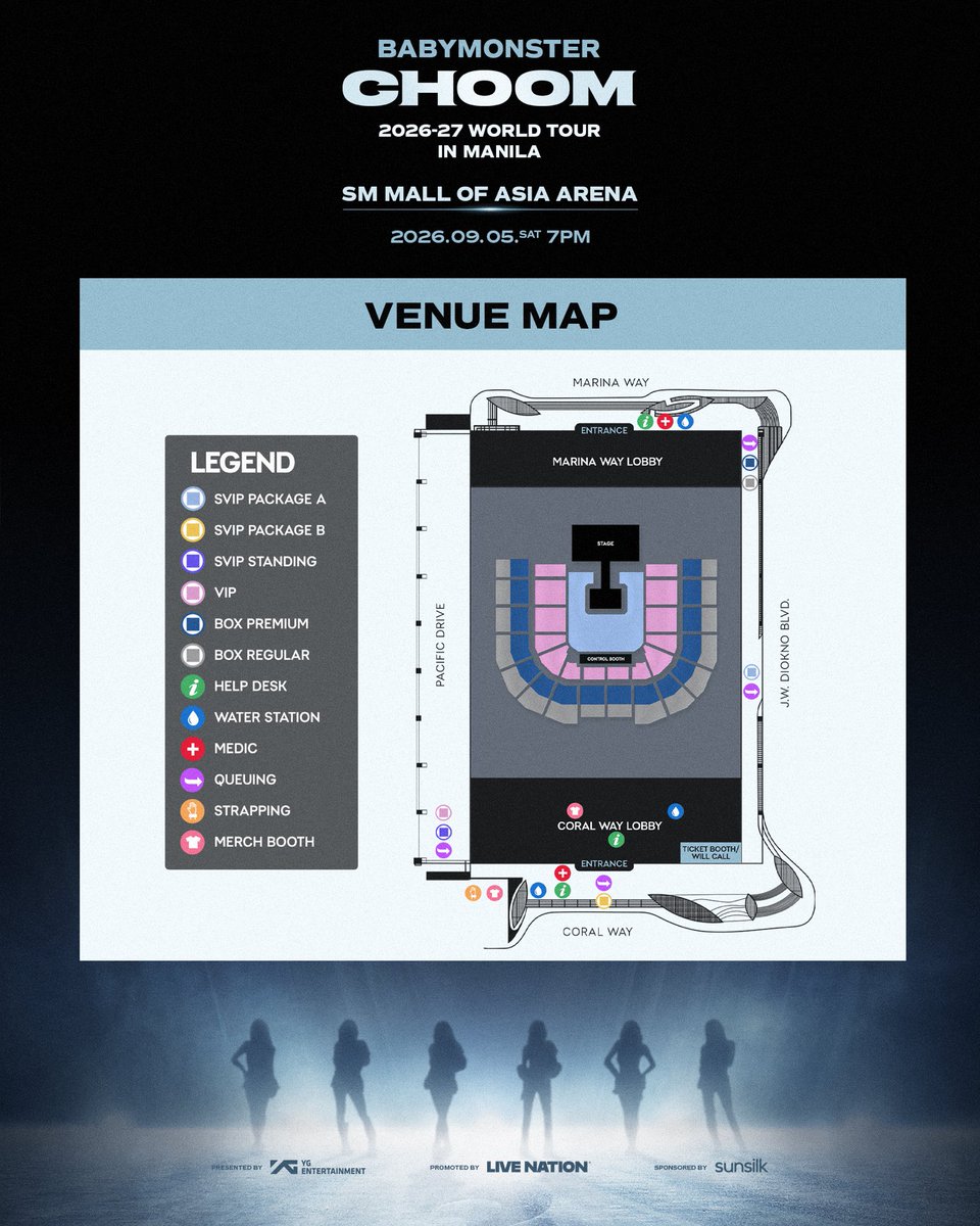livenationph's tweet photo. MONSTIEZ! 😍 The wait is almost over!

Before heading to the venue, make sure to check the event schedule and venue map for a smooth concert experience. ✨

SVIP Package and SVIP Floor Standing ticketholders, you may claim your queuing number through this link: https://t.co/XEMbLLmcuu

#BABYMONSTER #WORLD_TOUR #춤 #CHOOM #YG