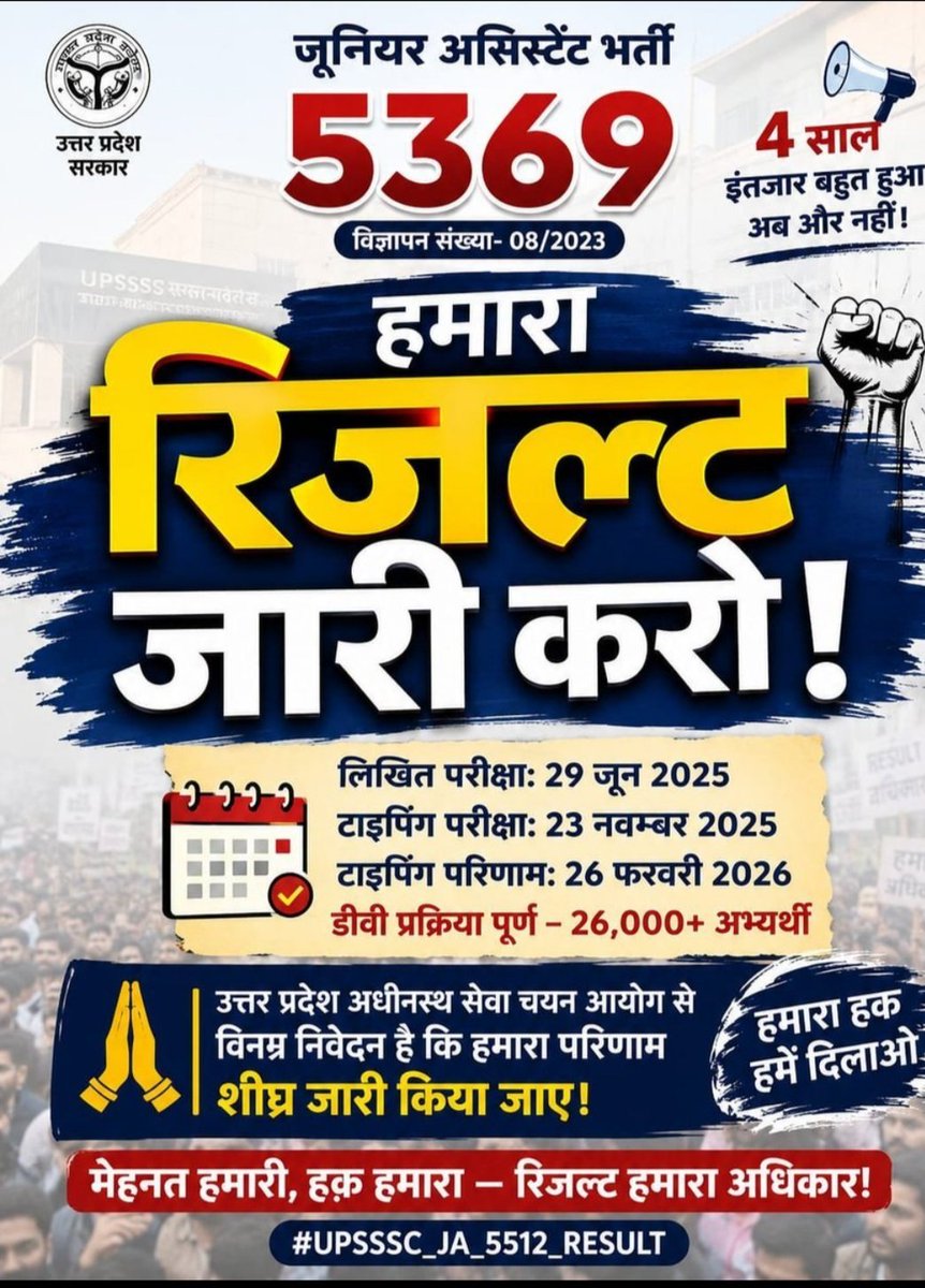 DrPrinci394's tweet photo. धरना पर सचिव जी ने खुद कहा–5 सितंबर डेडलाइन।फिर प्रेस विज्ञप्ति में 10 सितंबर बोल दिया।अब किस बात का विश्वास करेंहर बार नई तारीख पुराना इंतज़ार@UpssscOfficial1 @myogiadityanath @CMOfficeUP @myogioffice @IasHarikesh @ChiefSecyUP का रिजल्ट अभी जारी करें!
#UPSSSC_JA_5512_RESULT https://t.co/M0t6rr4xCM