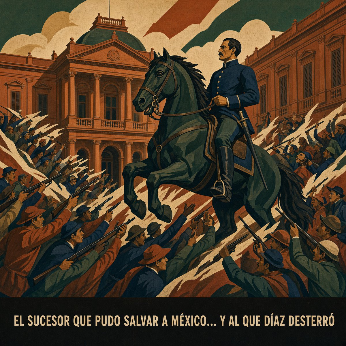 DonPorfirioDiaz's tweet photo. Tuve un general leal que pudo haber sido mi sucesor, que quizá le habría ahorrado a México la Revolución. Así que hice lo que hacen los dictadores con sus mejores hombres: me deshice de él.

Bernardo Reyes fue uno de los mejores soldados de mi régimen: héroe de la guerra contra los franceses, y el gobernador que convirtió al polvoriento Nuevo León en el moderno Monterrey. Me era leal hasta el exceso. Y ese era, justamente, su problema. Conforme yo envejecía, todo México empezó a murmurar su nombre como mi sucesor natural; el "reyismo" crecía con cada año. Un hombre más sabio y más generoso lo habría preparado para tomar su lugar. Pero ningún dictador quiere un sucesor: un sucesor no es más que un recordatorio de que uno es mortal. Así que en 1909 no premié a Reyes. Lo desterré, disfrazando el destierro de "comisión diplomática" a Europa, para sacar su cara popular y peligrosa del país antes de las elecciones.

Fue, ahora lo veo, uno de los errores fatales que nos condenaron a todos. Al negarme a permitir una sucesión ordenada, dejé a México sin puente entre mi gobierno y lo que viniera después: solo un precipicio. Cuando caí y subió Madero, mi leal Reyes volvió a un país que ya no reconocía, su lealtad agriada en amargura, y se lanzó a una rebelión perdida. En febrero de 1913 espoleó su caballo hacia Palacio Nacional para tomarlo por la fuerza, y una ráfaga de ametralladora lo derribó en los primeros minutos del asalto: el disparo que abrió la Decena Trágica, los diez días de sangre que asesinarían a Madero y hundirían a México en años de guerra. El hombre que desterré para proteger mi poder murió encendiendo la ruina de todo lo que construí. (Su hijo, Alfonso Reyes, se volvió uno de los más grandes escritores de México, y lloró ese día toda su vida.) Cuídate del líder que no soporta preparar a quien lo suceda: no protege al país, se protege a sí mismo, y suele dejar tras de sí un abismo. ¿Conocías al presidente que México no tuvo? Cuéntame 👇