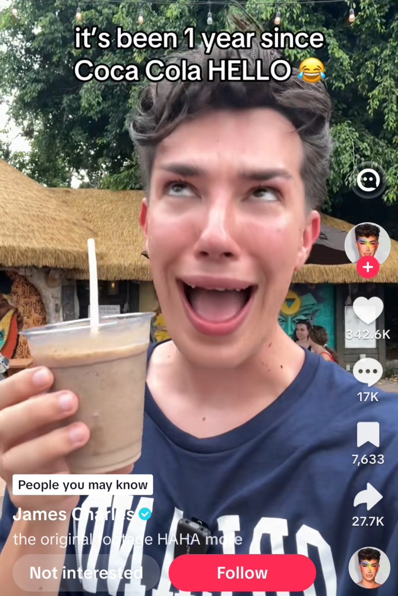 tsunamicoral's tweet photo. For some reason tiktok seems to think i personally know james charles. I may be friends with a lot of gay men but i can assure you he is not one of them and never will be https://t.co/ycnXozab62