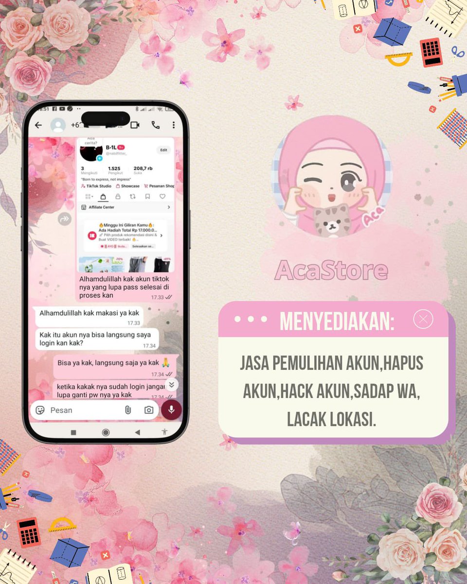 Betha_Ro's tweet photo. Jasa sadap WhatsApp &amp; Jasa lacak lokasi !!

✧˚ Jasa Pemulihan akun
- instagram, tiktok, whatsapp, line, facebook, x, gmail, telegram dan lainnya

✧˚ jasa hapus akun
- facebook, tiktok, instagram, line,whatsapp, twitt / x,dan lainnya

Jasa Balikin akun &amp; Jasa pulihkan akun https://t.co/OICHPI7k4b