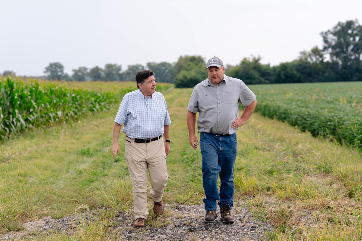 JBPritzker's tweet photo. Trump's reckless policies are hurting farmers every day.

But families like the Bartmans, fifth-generation Illinois farmers, have overcome great challenges before and will again.

To farmers across Illinois: I want you to know that I’ll always have your backs. https://t.co/eywfHtecvp