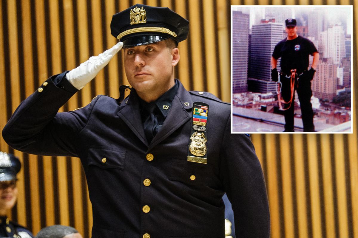 nypost's tweet photo. NYPD legacy cop promoted to sergeant - nearly 25 years after detective dad, FDNY uncle lost lives on 9/11 https://t.co/x0se31iN6f https://t.co/BP9oYgaA3D