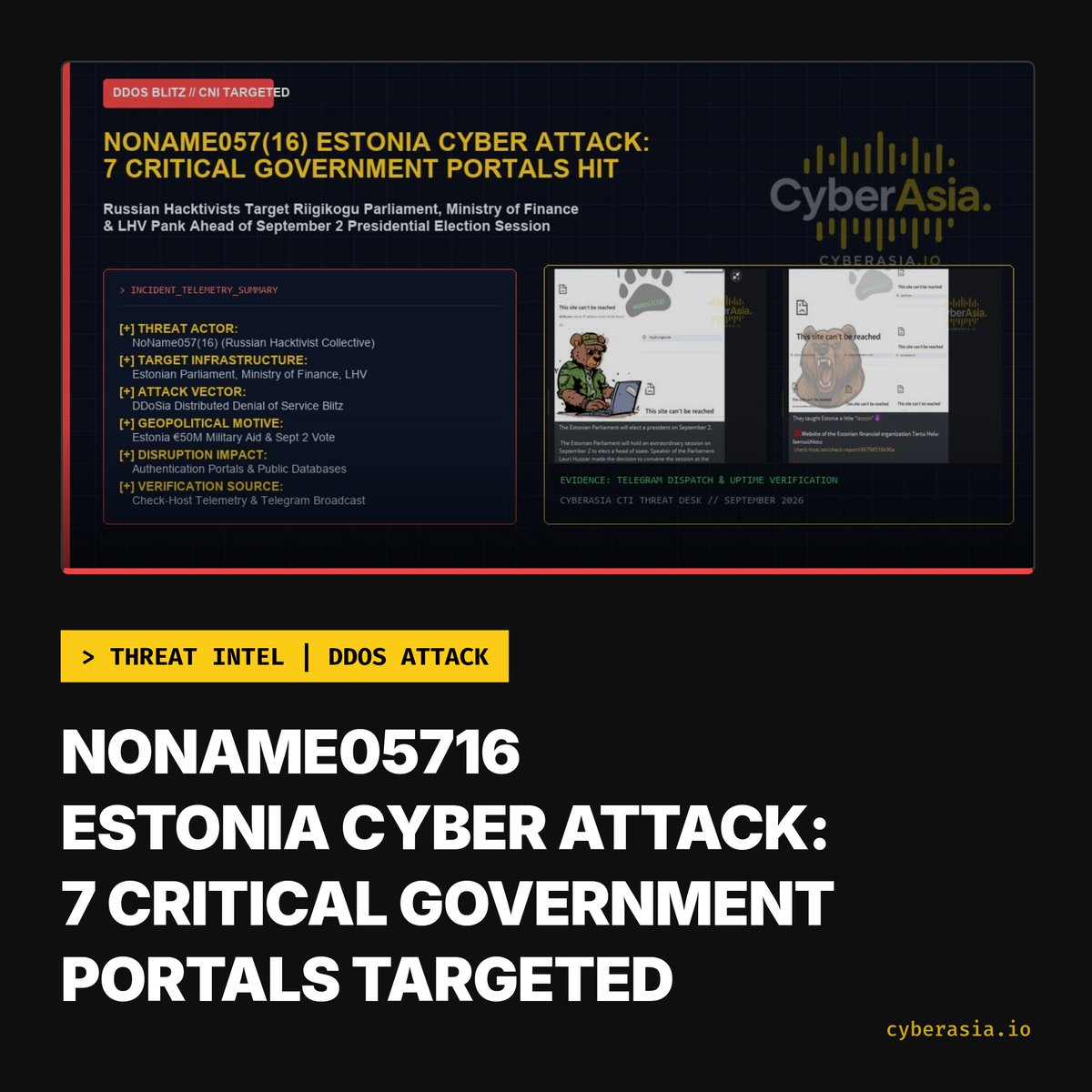 cyberasia_io's tweet photo. 🚨 Estonia Alert 🇪🇪

NoName05716 Estonia Cyber Attack: 7 Critical Government Portals Targeted

Read Full News :
https://t.co/Xl05tb7tt7

#cyberasia #cybernews #hackernews #cybersecurity #noname05716 #estonia #governmenthack #cyberattack #ddosattack #portaltargeted https://t.co/maPEr4waZ8