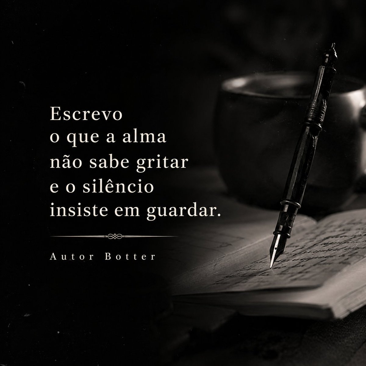autor_botter's tweet photo. Porque, às vezes, escrever é a única maneira de não guardar tudo dentro de si. 🖋️🖤 https://t.co/uFS0Ku1hSo