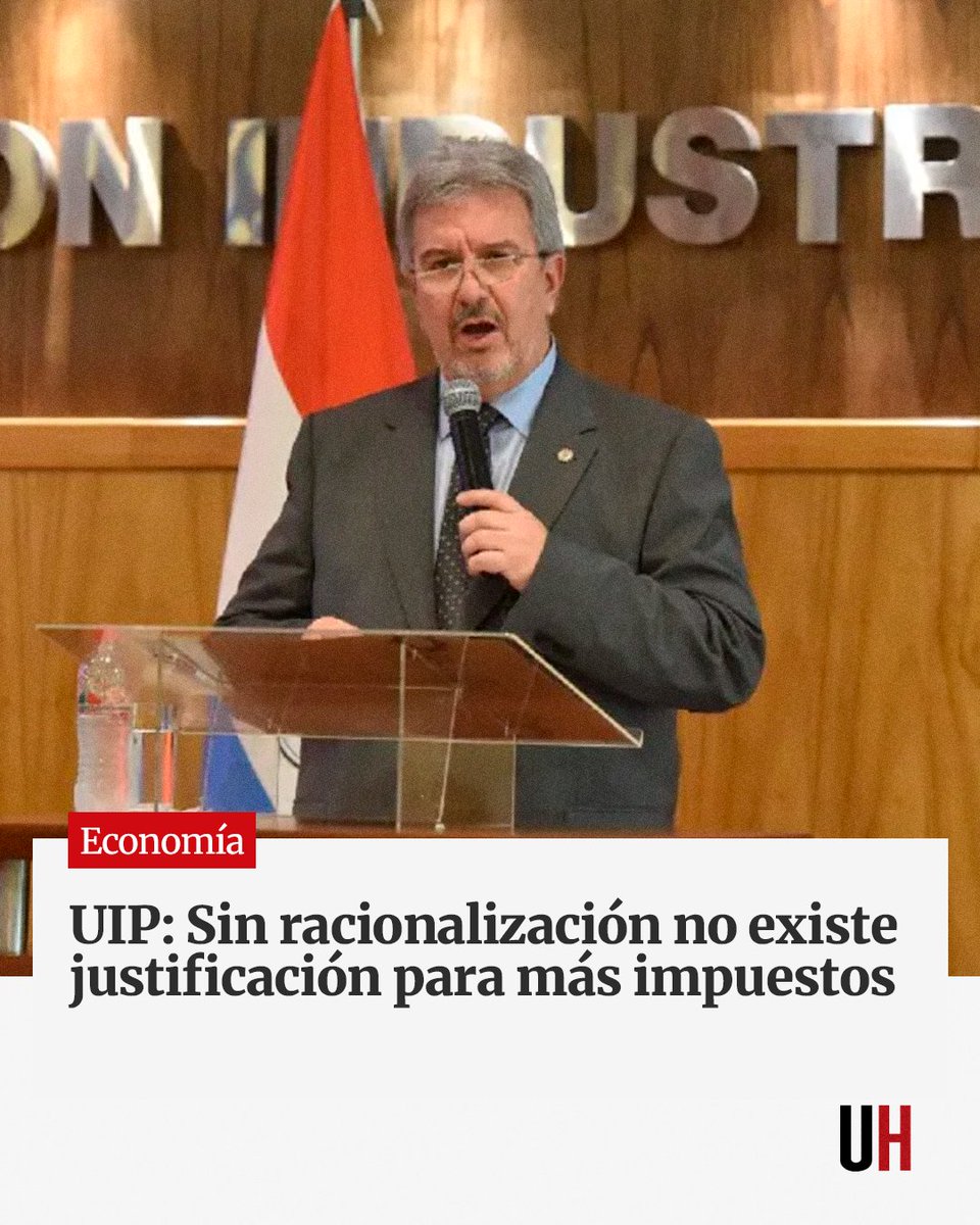 UltimaHoracom's tweet photo. Los industriales rechazan el aumento de impuestos sin antes hacer algo con el malgasto en el Estado

“Lo decimos con claridad: el problema es el gasto, no la inversión. Y mientras el sector del gasto público no demuestre los esfuerzos de racionalización que fueron comprometidos en todos los gobiernos sucesivos, no existe justificación moral ni fiscal para exigir mayor sacrificio al sector privado”, se lee en el comunicado de la Unión Industrial Paraguaya.

https://t.co/26lT8PccTf