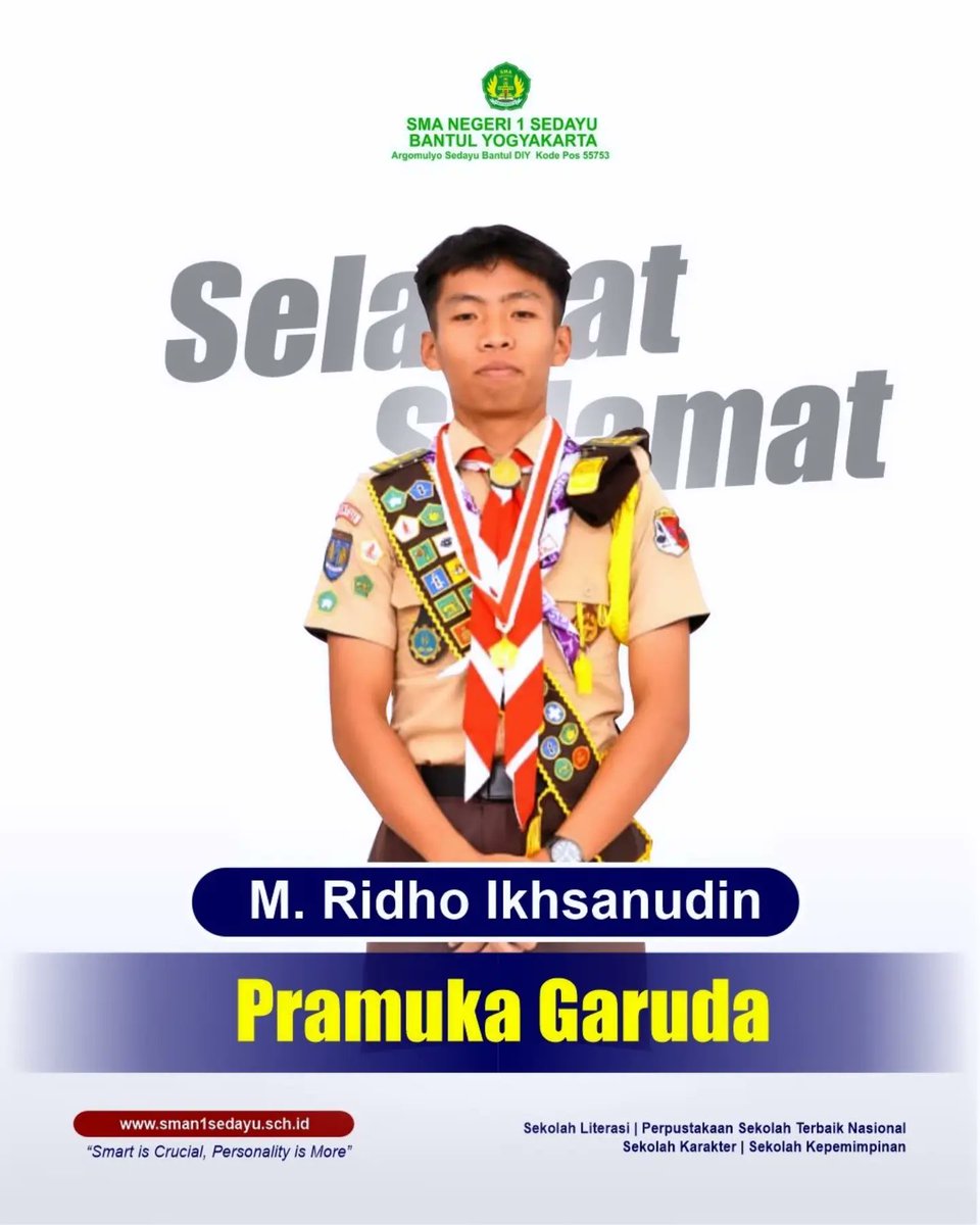 sman1sedayu_btl's tweet photo. Selamat Atas Pelantikan Pramuka Garuda untuk murid" SMAN 1 Sedayu Yogyakarta:
semangat pantang menyerah kawan" telah membuahkan hasil. Jadilah Tunas yang tangguh untuk masa depan bangsa
Jiayou ๐ฅ
#pramuka
#pramukaindonesia
#pramukagaruda
#sma
#sman1sedayu https://t.co/VJFdclmUjl