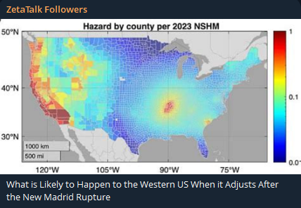 ZetatalkMW's tweet photo. What is Likely to Happen to the Western US When it Adjusts After the New Madrid Rupture?

According to ZetaTalk, the Western U.S. adjusts shortly after the New Madrid rupture, but it's described as secondary and “minor” compared with the New Madrid event itself.

The Sequence Is:

1. New Madrid rupture frees the “Mainland Portion” of North America to slide southwest. That slide relaxes a long-standing “bow” of stress that runs from the Aleutians down through the West Coast, with San Diego as a focal point and the bow extending out toward Arizona

2. The bow adjustment ruptures Hoover Dam on the Colorado (they mention spillways jamming and the dam shattering)

3. After that, the San Andreas and related West Coast faults undergo a slip-slide adjustment. They say this does not happen all at once; it is a “domino” process - a bit here, a bit there - over days to weeks or longer. They specifically say great quakes such as magnitude 9 should not be expected from this particular adjustment

4. All the closely watched West Coast fault lines adjust. Volcanoes they say are “nervously watched” (Mount St. Helens is named in follower recaps of the same material) erupt. Waters off the coast become choppy and may produce minor tsunamis

They contrast this with the New Madrid: the West Coast event is not portrayed as continent-tearing or as producing the same scale of infrastructure wipeout. Coastal cities still see severe shaking, downed bridges, fires, and rubble on the San Andreas and related faults, but ZetaTalk frames the New Madrid as the larger, earlier disaster

Later, during the actual Pole Shift (not this intermediate adjustment), they describe much stronger Pacific compression, water washing over coastal mountains and flooding inland valleys, mountain-building along the Sierras, and long-term volcanic ash. That is a separate, later stage in the timeline.
https://t.co/qyp8LCzm6N