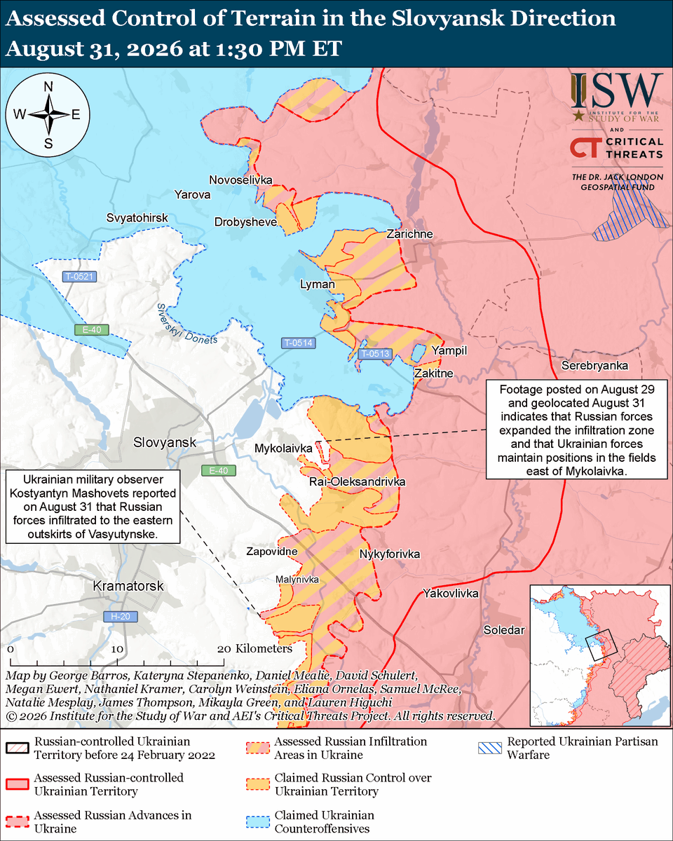 TheStudyofWar's tweet photo. NEW: Russia’s second batch of Rassvet satellites appears to have failed to reach intended operational altitudes, marking another setback in Moscow’s efforts to rapidly develop a Russian analogue to Starlink.

Russia is likely rushing to launch Rassvet satellites to compensate for the loss of Starlink connectivity over Ukraine.

Russia will likely continue struggling to establish an analogous version of the Starlink constellation unless it dramatically increases the number of successful Rassvet satellite launches.

Ukrainian strikes against Rassvet satellite production and launch sites threaten to further degrade Russia’s ability to establish a successful constellation on a timeline Russia deems acceptable.

Other Key Takeaways:

Russian President Vladimir Putin appears to remain in favor of conducting covert mobilization following Russia’s September 18-20 State Duma elections and appears committed to sustaining his existing force generation mechanism.

Russian President Vladimir Putin met separately with People’s Republic of China (PRC) President Xi Jinping and Indian Prime Minister Narendra Modi on August 31 ahead of the Shanghai Cooperation Organization (SCO) summit.

Russian officials continue to implicitly threaten NATO in the Arctic as part of its rhetorical efforts to deter NATO defensive and cohesion measures in the region.

US, Ukrainian, and Russian officials appear to be resuming limited bilateral negotiations to end Russia’s war in Ukraine.

Ukrainian forces recently advanced in the Sumy, Borova, and Slovyansk directions and the Kostyantynivka-Druzhkivka tactical area, and Russian forces recently advanced in the Slovyansk direction and Kostyantynivka-Druzhkivka tactical area.

Ukrainian forces continued their long-range strike campaign against Belgorod Oblast, including Ozon (Wildberries’ main competitor) marketplaces, on the night of August 30 to 31.   

Russia launched one Kh-59 cruise missile and 121 drones against Ukraine overnight.