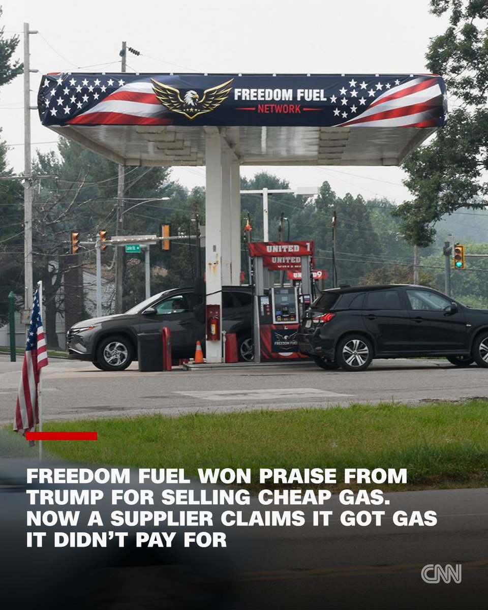 CNN's tweet photo. The Freedom Fuel Network gas station chain had long remained mum as to how it was able to sell gasoline for so much cheaper than competitors.

Now, there's a lawsuit alleging that the company that bought the fuel for Freedom Fuel Network did not pay for $4 million worth of gasoline it purchased from a supplier last month. https://t.co/boxuTWUffw