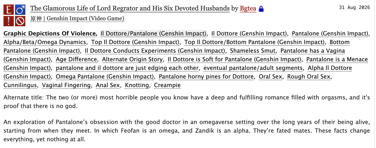 iambgtea's tweet photo. My omegaverse #dottolone fanfic "The Glamorous Life of Lord Regrator and His Six Devoted Husbands" has been updated~

I hope you'll enjoy reading these two morally corrupt characters having an amazing love life and being supportive spouses to each other! 😂

#bgteawrites https://t.co/7SXXkutzEY