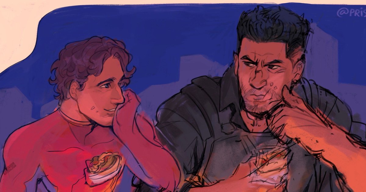 prisma_m_p's tweet photo. dang ppl yall are STARVED for #peterfrank so you get this wip 

(yes they are eatong again) #spiderman https://t.co/81mydGVkJA