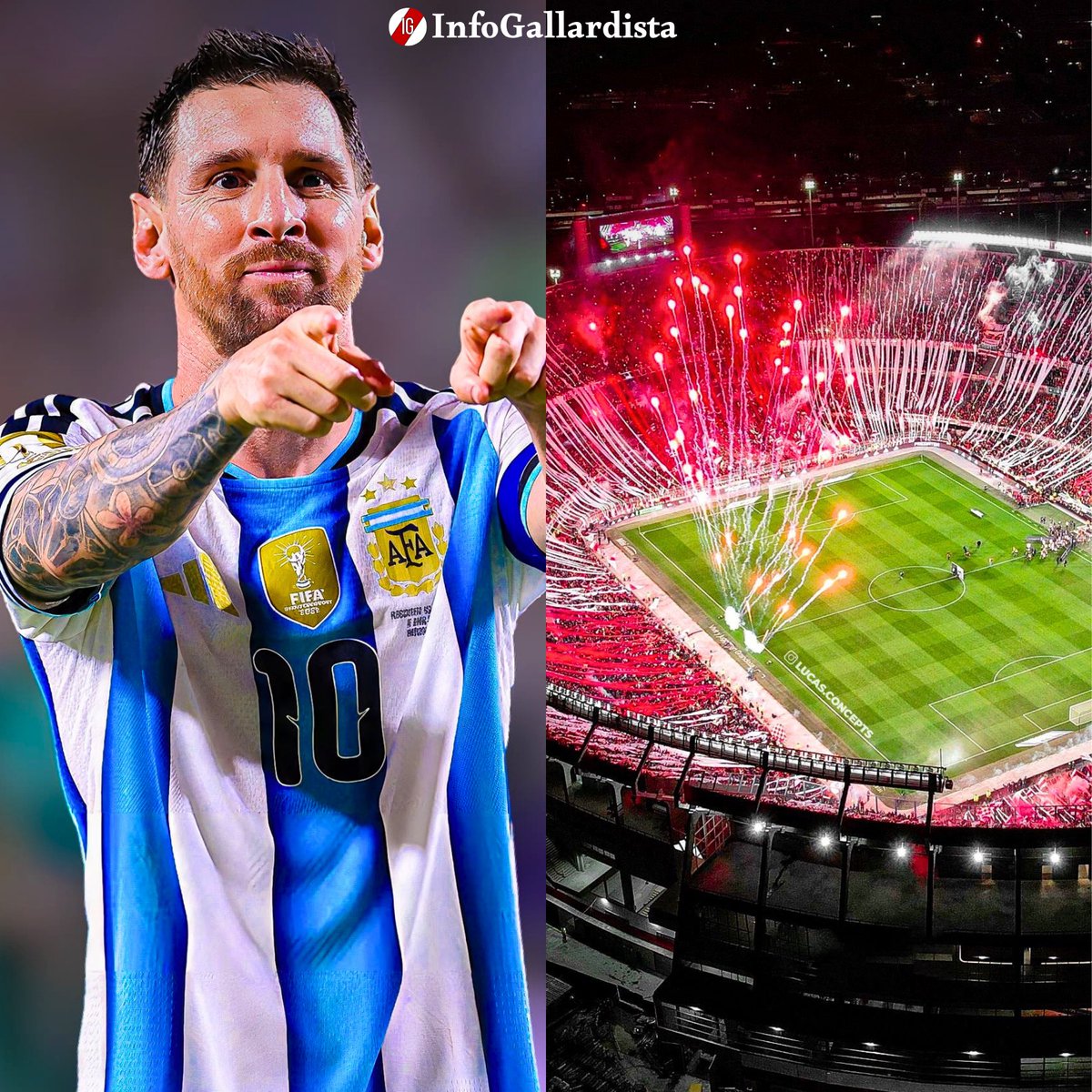 InfoGallardista's tweet photo. ‼️ LIONEL MESSI NUNCA PERDIÓ EN EL ESTADIO MONUMENTAL 🏟️🐔

⏩️ La cabra disputó 28 partidos en la cancha de River: consiguió 22 VICTORIAS, 6 empates y marcó 19 goles.

ℹ️ @DiarioOle https://t.co/Z3HEH1OCLG