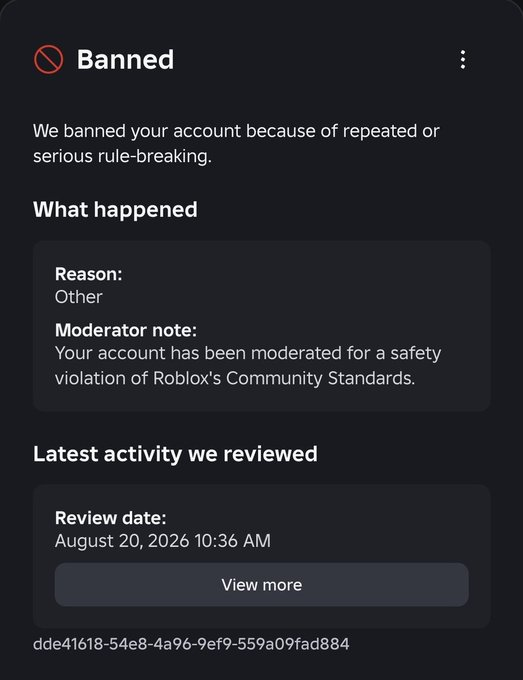 bigmancozmo's tweet photo. almost forgot to do day 12 of being falsely banned on @Roblox without even being told what i did https://t.co/r6x8G0u4Rf