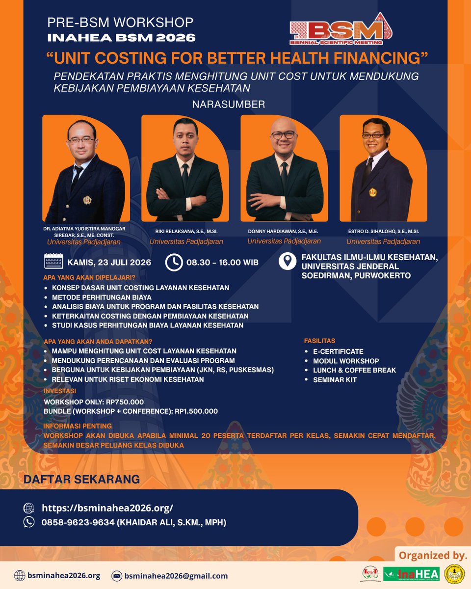 DariatnoEstro's tweet photo. Menjadi Narasumber dalam Special Session INAHEA 2026 di Unsoed Purwarkerto dan Menjadi Trainer dalam Workshop Costing INAHEA 2026 di Unsoed Purwarkerto #INAHEA #UNSOED https://t.co/nvLDHJvLXB