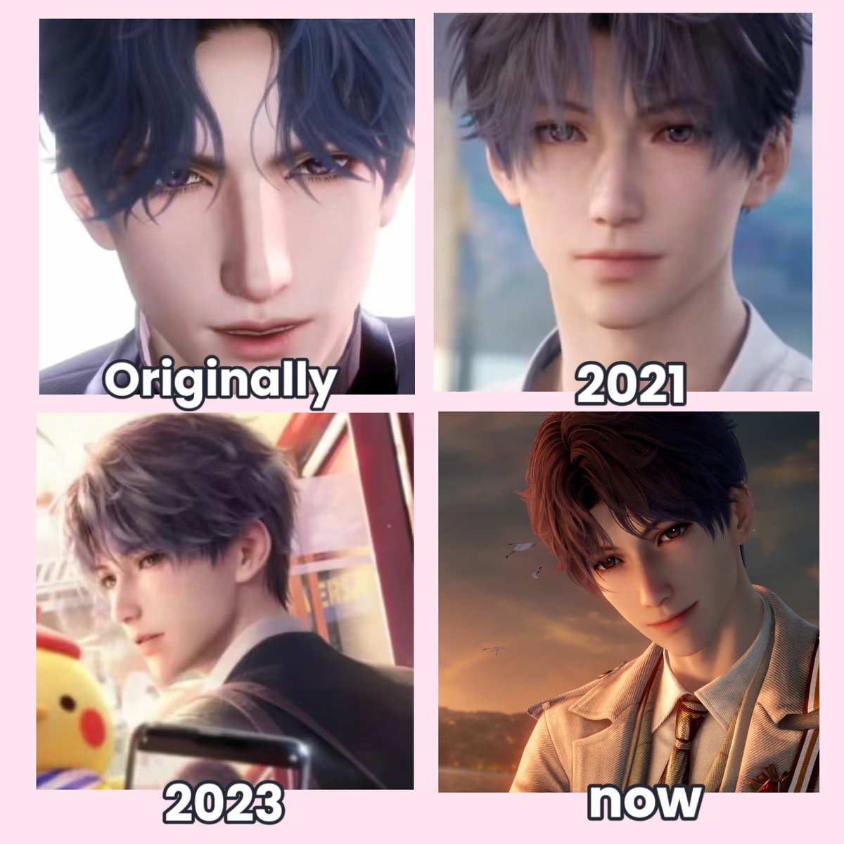 Rafsylzay1's tweet photo. Let's give thanks to LADS for their "go back and redo it" attitude.Not only are the guys' facial features constantly fine‑tuned, the in‑game models have also grown increasingly detailed.#lads #loveanddeepspace #Zayne #Xavier #Rafayel #ladsxmin https://t.co/vuZGJ3Cf91