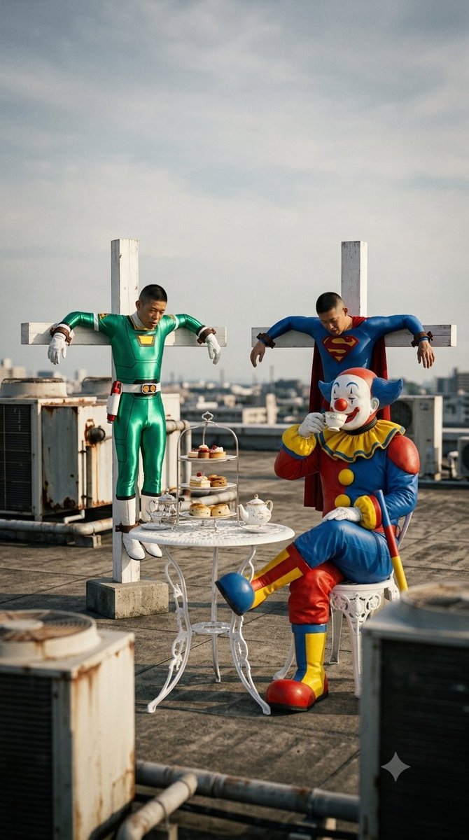 otokospacamp's tweet photo. グリーンジョバーが目を覚ますと、目の前にはデスジョーカーの姿が。

🤡「もう、起きちゃったんだ。折角ティータイムを楽しんでるんだから、もう少し寝ていてくれる？」

デスジョーカーが消えると共に、強力な電流が磔台から流れ始めた!! https://t.co/BrqpKwAsnT