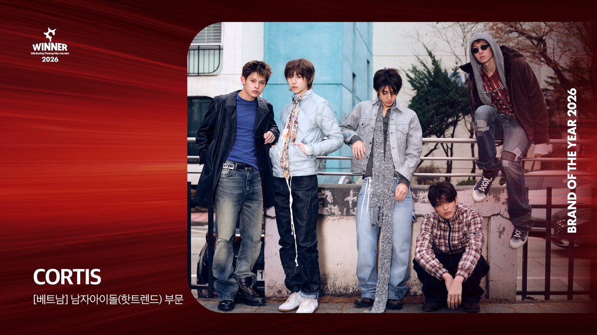 zhaoyufancokr's tweet photo. Congratulations CORTIS for winning the “Male Idol (Hot Trend)”, “[Indonesia] Male Idol (Hot Trend)” and “[Vietnam] Male Idol (Hot Trend)” categories at the 2026 Brand of the Year Awards!

#CORTIS #코르티스 https://t.co/sGxhVoOcq2