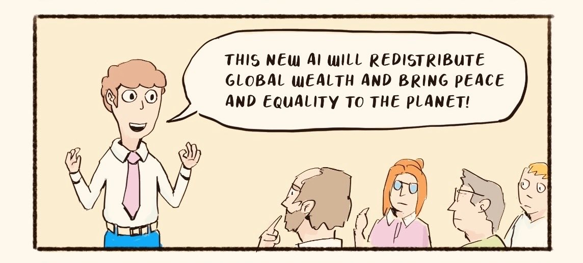 nuclearobot's tweet photo. “When Gen AI arrives, they have to choose”

#webcomic #procreate #scificomics #cosmicpinball #techbros https://t.co/50sFxWABne