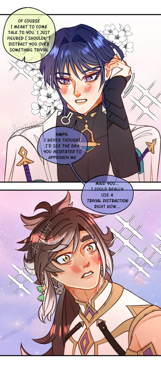 Day_lillyn's tweet photo. "Distraction"_SethoScara
.
Sometimes the flower gotta be the one to call for the bee ♥
(This is a comic I made based on the "Truth Amongst the Pages of Purana" AQ timeline)
#GenshinImpact #Genshin #SethoScara #rkgk https://t.co/26d6oebhnR