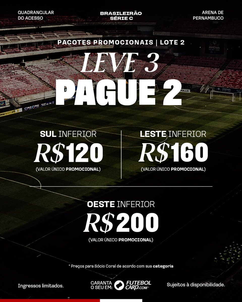 SantaCruzFC's tweet photo. 🚨 TÁ LIBERADO, NAÇÃO CORAL! 🚨

O Lote 2 do pacote promocional do Inferior já está disponível! 👀🖤🤍❤️

Mas corre: são poucas unidades disponíveis! Garanta já o seu e venha viver esse momento ao lado do Santa Cruz. 🐍

🎟️ Lote 2 liberado. Não deixa pra depois! https://t.co/0KIYkdsXYg