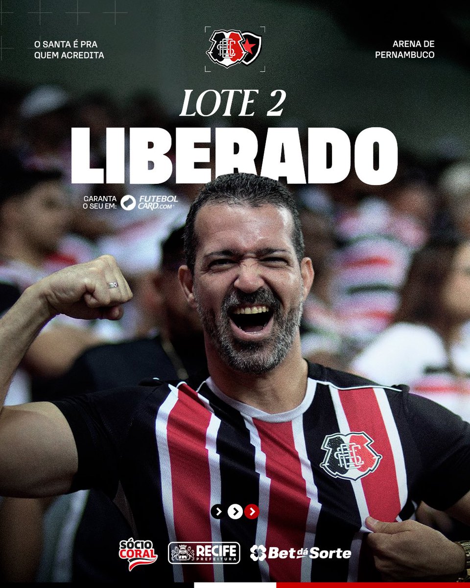 SantaCruzFC's tweet photo. 🚨 TÁ LIBERADO, NAÇÃO CORAL! 🚨

O Lote 2 do pacote promocional do Inferior já está disponível! 👀🖤🤍❤️

Mas corre: são poucas unidades disponíveis! Garanta já o seu e venha viver esse momento ao lado do Santa Cruz. 🐍

🎟️ Lote 2 liberado. Não deixa pra depois! https://t.co/0KIYkdsXYg