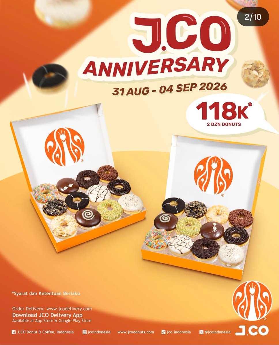 kimmyexp's tweet photo. Promo JCO Anniversary 

🗓️31 Aug - 4 Sept 2026 
📍promo lain cek ig jco

selagi tgl muda ~ atau yg mau resign resign 🌝 https://t.co/tSVtSMN40u