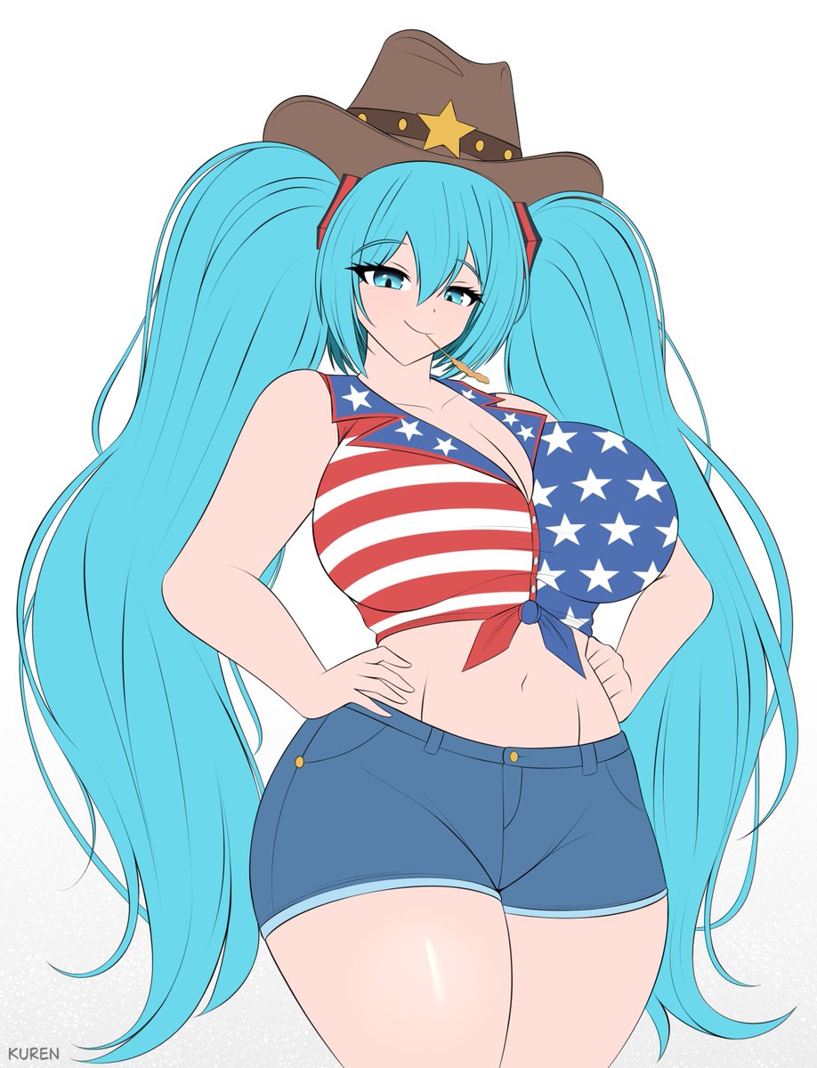 Renkytsu's tweet photo. Hatsune Miku but American (WiP) https://t.co/cqNGL2Uhbe