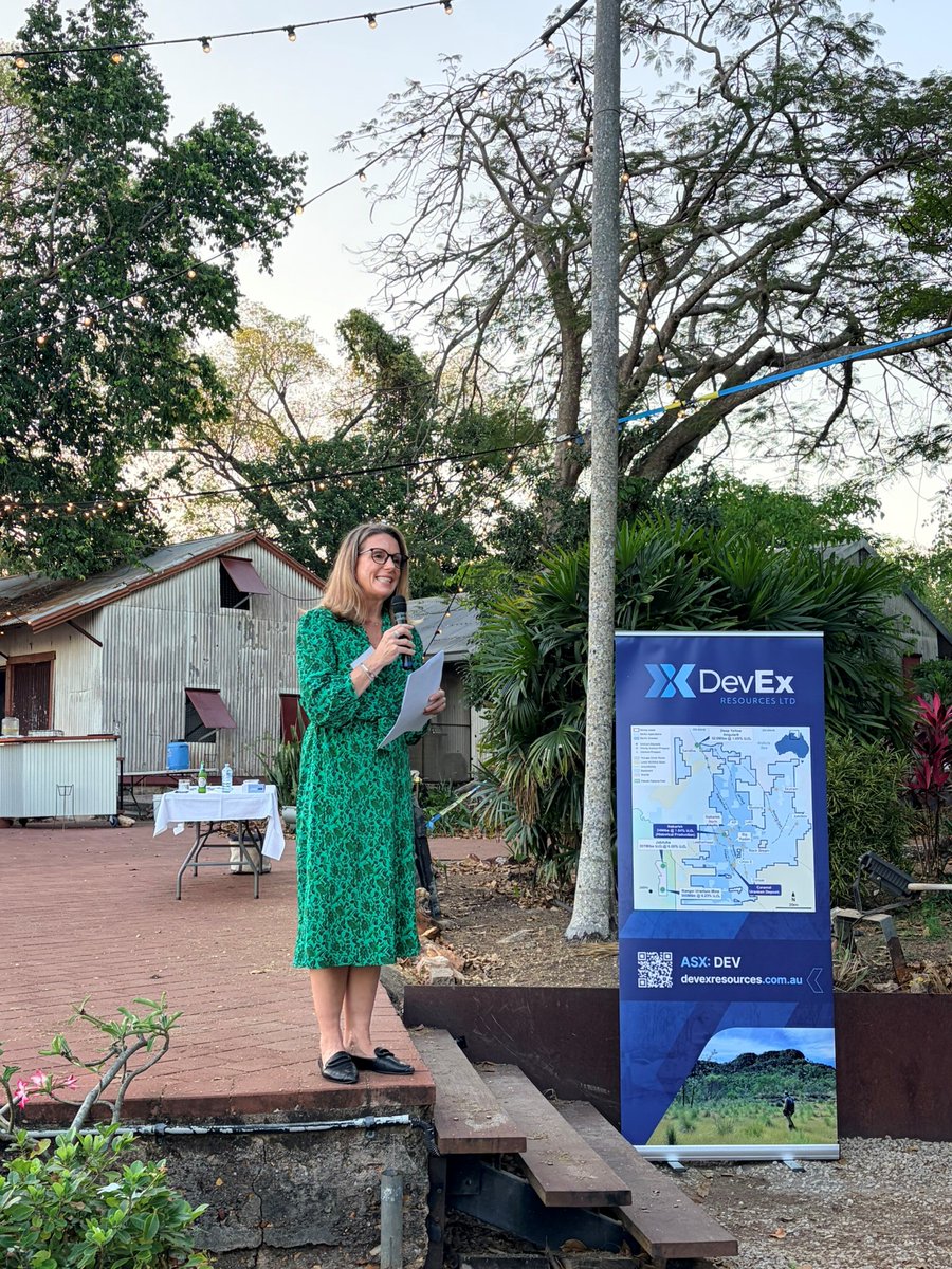 DevExResources's tweet photo. Last night DevEx Resources (ASX: DEV) hosted a sundowner in Darwin to kick off NT Resources Week 2026.

CEO Marnie Finlayson and Chairman Tim Goyder welcomed ~40 guests from industry, government and investment.

#NTResourcesWeek #Uranium https://t.co/KxLBNILPBi