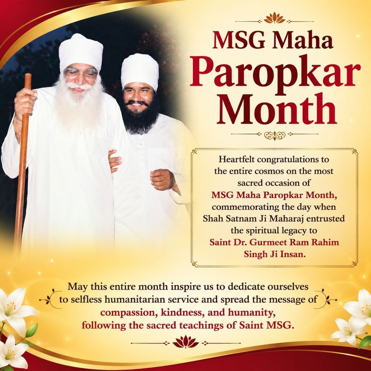 GKaur66593's tweet photo. ਸਤੰਬਰ ਆਪਣੇ ਨਾਲ ਭਗਤੀ, ਨਿਸ਼ਕਾਮ ਸੇਵਾ ਅਤੇ ਦਇਆ ਦੀ ਇੱਕ ਸੁੰਦਰ ਭਾਵਨਾ ਲੈ ਕੇ ਆਉਂਦਾ ਹੈ। ਇਹ #MahaParopkarMonth,Saint Gurmeet Ram Rahim Ji ਤੋਂ ਪ੍ਰੇਰਿਤ ਹੋ ਕੇ ਸਕਾਰਾਤਮਕਤਾ ਅਤੇ ਨਿਸ਼ਕਾਮ ਸੇਵਾ ਮਨੁੱਖਤਾ ਅਤੇ ਦਇਆ ਨੂੰ ਜੀਵਨ ਦਾ ਇੱਕ ਹਿੱਸਾ ਬਣਾਈਏ। https://t.co/8iXbbF0q34