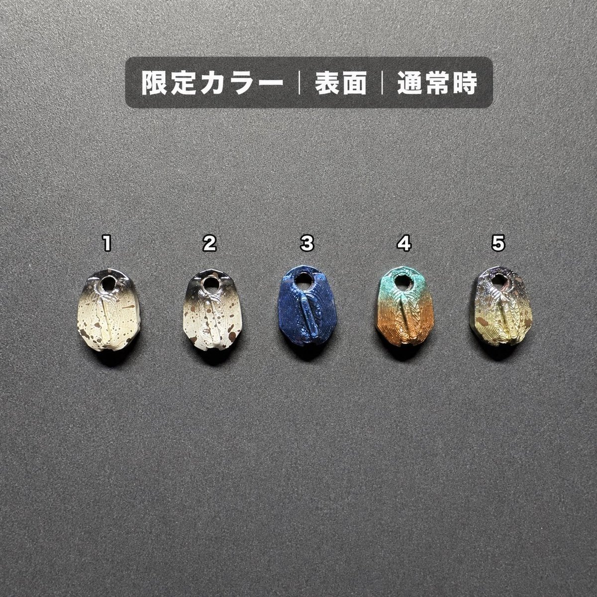 Y_area_trout's tweet photo. 漂-TADAYOIのスペックと初回カラーです！
全長：11mm
重量：0.3g
素材：PETG
推奨スプリットリング：#1
推奨フック：ヤリエ AG #12 / DECOY フロリア #12
【プロパカラー】
1 イチオレF（少量）
2 宵蛍
3 モグロー（少量）
4 まんまペレット白
5 まんまペレット八丁堀
【限定カラー／全色超少量】
1 グラントシロカブト（UV）
2 グラントシロカブト（グロー）
3 オオルリハムシ（ブルー）
4 オオルリハムシ（グリーン）
5 ヘラクレスオオカブト