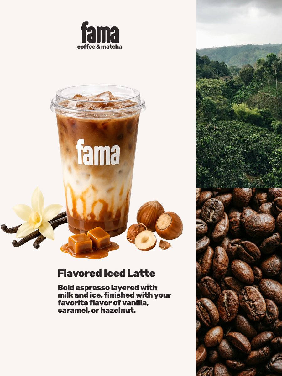 MaryMoore699361's tweet photo. Your iced latte, your flavor. Bold espresso, creamy milk, and ice—finished with vanilla, caramel, or hazelnut. Perfect for the holiday. Order ahead, pick it up, and enjoy your iced coffee. https://t.co/z1WYGcneOf